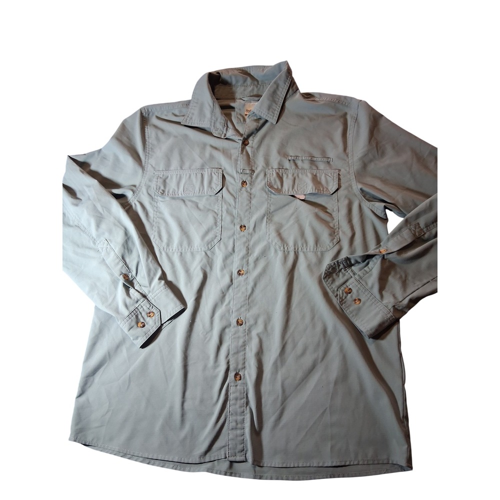 33,000ft Mens Long Sleeve Hiking Fishing Shirt Ripstop Utility Blue Grey Large